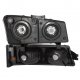 Chevy Silverado 3500 2003-2006 Black Euro Headlights and Bumper Lights