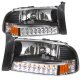 Dodge Dakota 1997-2004 Black Euro Headlights with LED Signal Lights
