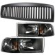 Dodge Ram 2500 1994-2002 Black Vertical Grille and Headlights