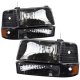 Ford F250 1992-1996 Black Headlights and Bumper Lights Set