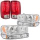 GMC Yukon 2000-2006 Clear LED DRL Headlights Set and LED Tail Lights Red Clear