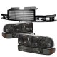 Chevy S10 1998-2004 Black Billet Grille Smoked Headlights Bumper Lights