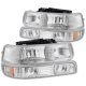 Chevy Silverado 3500 2001-2002 Chrome Headlights and LED Tail Lights Red Clear
