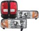 Dodge Ram 3500 1994-2002 Chrome DRL Headlights and LED Tail Lights Red Clear
