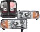 Dodge Ram 2500 1994-2002 Chrome LED DRL Headlights and LED Tail Lights Black Chrome