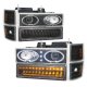 GMC Sierra 2500 1994-2000 Black Halo Projector Headlights and LED Bumper Lights