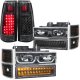 GMC Sierra 1994-1998 Black LED DRL Headlights Set and LED Tail Lights