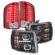 Chevy Silverado 2007-2013 Black Halo DRL Projector Headlights and Red LED Tail Lights