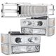 Chevy Suburban 1994-1999 Chrome Vertical Grille Halo Projector Headlights LED Set