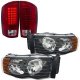 Dodge Ram 2500 2003-2005 Black Headlights and LED Tail Lights Red Clear