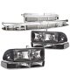 Chevy Blazer 1998-2004 Chrome Grille and Black Clear Headlights Set