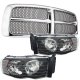 Dodge Ram 3500 2003-2005 Chrome Grille Black Insert and Black Clear Headlights
