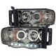 Dodge Ram 2002-2005 Black Grille Smoked Halo Projector Headlights LED