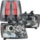 Chevy Tahoe 2007-2014 Smoked Halo Projector Headlights and LED Tail Lights