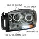 Dodge Ram 2500 2006-2009 Smoked Dual Halo Projector Headlights with LED