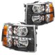 Chevy Silverado 2007-2013 Chrome Grille and Black Headlight Set LED DRL