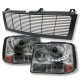 Chevy Silverado 1999-2002 Black Grille and Smoked LED DRL Projector Headlight Conversion
