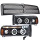 Dodge Ram 3500 1994-2002 Black Grille Halo Projector Headlights LED Eyebrow