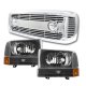 Ford F250 1999-2004 Chrome Billet Grille and Black Headlight Sets
