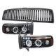 Dodge Ram 1994-2001 Black Vertical Grille Smoked LED Eyebrow Projector Headlights with Halo