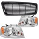 Ford F150 2004-2008 Black Billet Grille and Chrome Euro Headlights