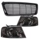 Ford F150 2004-2008 Black Billet Grille and Smoked Euro Headlights
