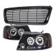 Ford F150 2004-2008 Black Billet Grille and Smoked Projector Headlights