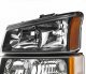 Chevy Silverado 1500HD 2003-2004 Black Grille and Headlights Bumper Lights