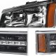 Chevy Silverado 1500 2003-2005 Black Grille and Headlights LED Bumper Lights
