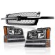 Chevy Silverado 3500 2003-2004 Black Grille and Headlights LED Bumper Lights