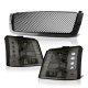 Chevy Avalanche 2003-2006 Black Mesh Grille and Smoked Headlights Conversion