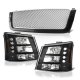 Chevy Silverado 2500HD 2003-2004 Black Grille Silver Mesh and Headlights Conversion