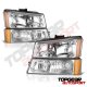 Chevy Silverado 2500HD 2003-2004 Black Front Grill and Clear Headlights