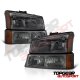 Chevy Avalanche 2003-2006 Black Front Grill and Smoked Headlights Set
