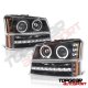 Chevy Silverado 2500HD 2003-2004 Black Grill and Halo Projector Headlights LED Bumper Lights