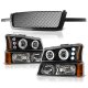 Chevy Avalanche 2003-2006 Black Mesh Grille and Projector Headlights