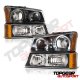 Chevy Silverado 2500HD 2003-2004 Black Front Grille and Halo Headlights