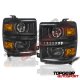 Chevy Silverado 1500 2014-2015 Black DRL Projector Headlights LED Tail Lights Light Bar