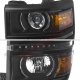 Chevy Silverado 1500 2014-2015 Black DRL Projector Headlights LED Tail Lights Light Bar