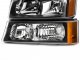 Chevy Silverado 2003-2006 Black Euro Headlights and Bumper Lights
