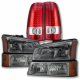 Chevy Silverado 2500HD 2003-2006 Smoked Headlights and LED Tail Lights Red Clear