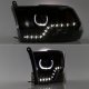 Dodge Ram 2500 2010-2018 Black Halo Projector Headlights LED DRL