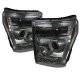 Ford F250 Super Duty 2011-2016 Smoked CCFL Halo Projector Headlights LED
