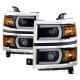 Chevy Silverado 1500 2014-2015 Black LED DRL Tube Projector Headlights