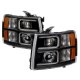 Chevy Silverado 3500HD 2007-2014 Black LED DRL Projector Headlights