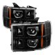 GMC Sierra 2007-2013 Black Halo Projector Headlights LED