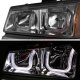 Chevy Silverado 1500HD 2003-2006 Smoked LED DRL Headlights Set Custom LED Tail Lights