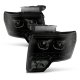 Ford F150 2009-2014 Black Smoked Halo Projector Headlights LED DRL