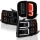 Chevy Silverado 3500HD 2007-2014 Black Smoked Custom DRL Projector Headlights LED Tail Lights