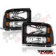 Ford F250 Super Duty 2005-2007 Black Headlights and LED Tail Lights